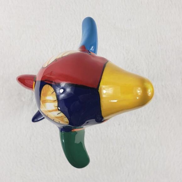 Dolphin Figurine Hand Painted with Quilt Pattern and Sewn on Hearts 12" - Picture 7 of 8